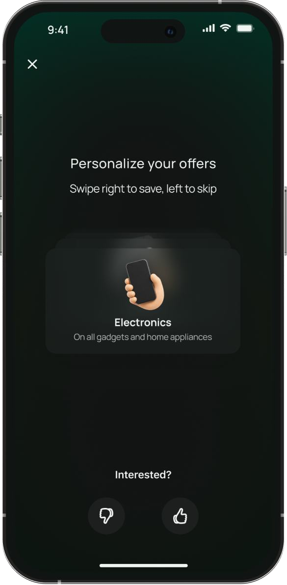 Dark theme personalisation screen